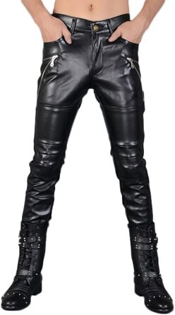 Чоловічі шкіряні штани Idopy, чорні, скінні, з екошкіри PU, 34W