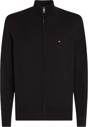Чоловічий світшот Tommy Hilfiger Essential Cotton Zip Thru з коміром-стійкою та блискавкою, чорний, розмір S