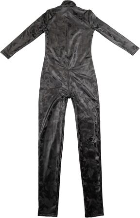 Костюм котяча кішка з штучної шкіри, чорний, камуфляжний принт, жіночий, елегантний, повноекранний, з блискавкою на стегнах