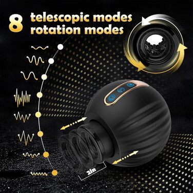 Електричний мастурбатор PQKuss з 8 вібраціями для чоловіків – автоматичний пеніс-вібратор, компактний, водонепроникний