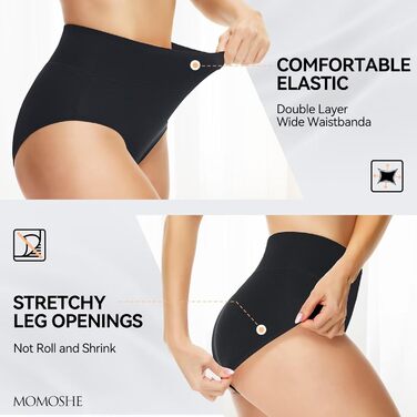 Труси жіночі бавовняні з високою талією, 5 шт. від Unterhoen - дихаючі, еластичні, м'які (чорний*3+сірий*2) (S, чорний*2+нюдовий*2+білий*1)