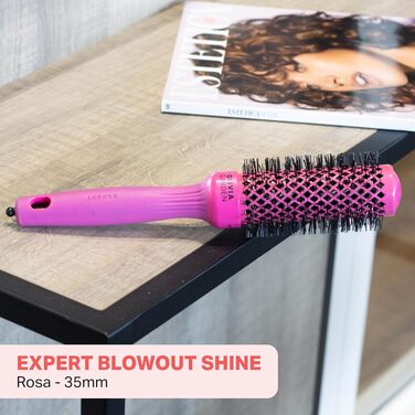 Керамическая круглая щетка для волос Olivia Garden Expert Blowout Shine (розовая, 35 мм) — антистатическая щетка для гладкого и блестящего укладки