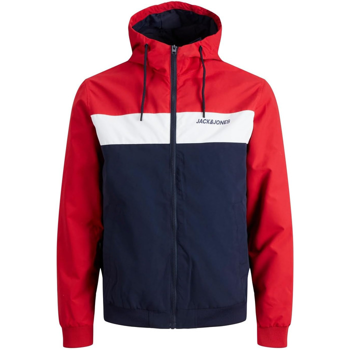 Чоловіча куртка-бомбер з капюшоном JACK & JONES Jjerush Hood Bomber Noos, чорно-біла (XS)
