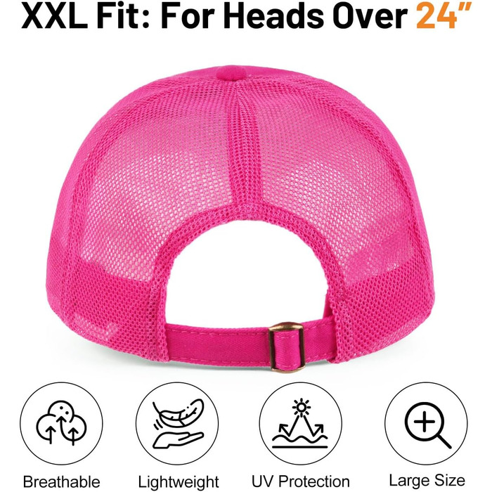 Чоловіча бейсболка Zylioo XL для великої голови, регульована спортивна кепка з сіткою, рожева