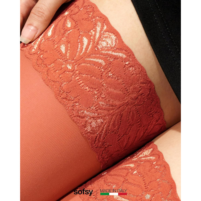 Чоловічі шкарпетки з мереживом Halterlose Spitze, 60 Den, еластичні, з силіконом, XXL, Burnt Orange (з Італії)