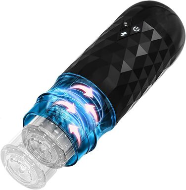 Електричний мастурбатор YcsLust з 8 режимами обертання та 3 телескопічними, для чоловіків. Реалістична вагіна, 3D іграшка для чоловіків