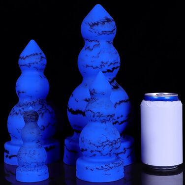 Анальний плагін Jixaxe Riesen з соскою, силікон, XXL, для пар, синій, екстра великий