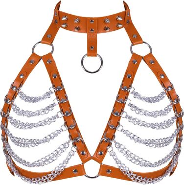 PETMHS Корсет з шкіри для жінок, повне покриття, готичний стиль, помаранчевий колір