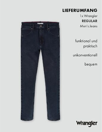 Чоловічі джинси Wrangler Regular Fit Regular - середня посадка, синьо-чорні, W34 L32