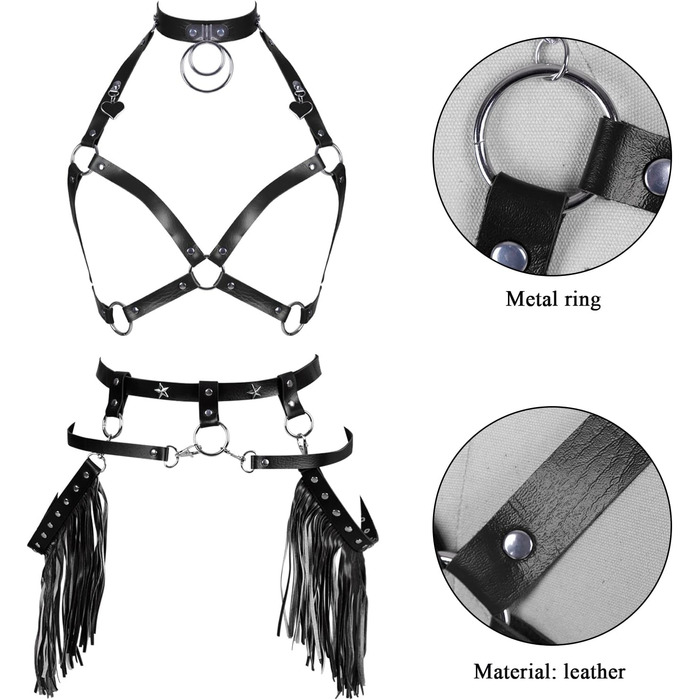 Жіночий корсет-нагрудник у стилі панк з ремінним поясом. Аксесуар для вечірок, танців, готичного стилю. Чорний колір.