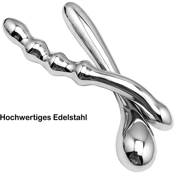 Анальний масажер з нержавіючої сталі з двома головками для стимуляції G-точки та простати. Підходить для чоловіків та жінок.