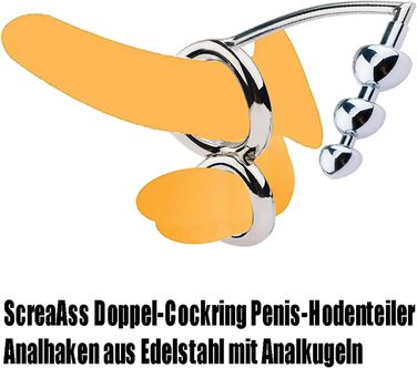Кільце для пеніса з нержавіючої сталі, роздільник пеніса та яєчок з анальним гачком, для чоловіків, BDSM, фетиш, анальний плагін, кільце для яєчок, 40 мм