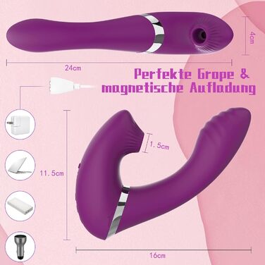 Вібратор G-Punkt 3 в 1: тихий, потужний, з 7 режимів та функцією імпульсу. Іграшка для дорослих з силікону для жінок та пар.