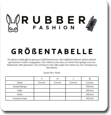 Латексне мініплаття Rubberfashion - чорний латекс, 0.4 мм, глибокий виріз, для жінок XL