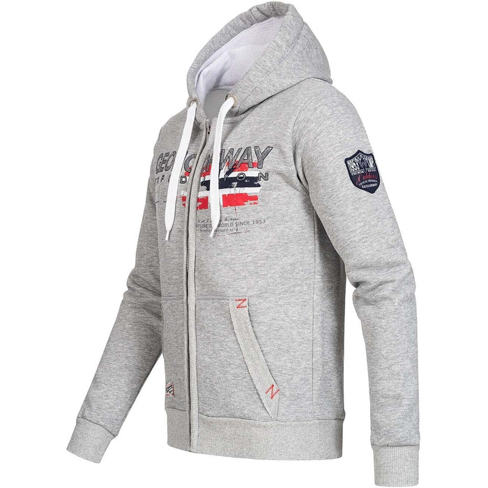 Чоловіча толстовка на блискавці Geographical Norway з капюшоном, сіра (розмір S)