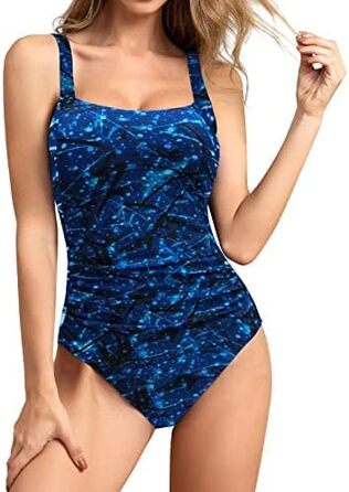 Світшот жіночий, одноцільний купальник Brosoth з пуш-ап, великі розміри, блакитний колір (S)