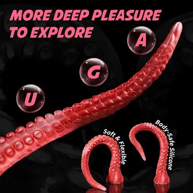 Анальний дилдо Nothosaur ALLA Platinum-Silikon 55см з присоском для жінок та чоловіків, червоний, з ефектом нагрівання