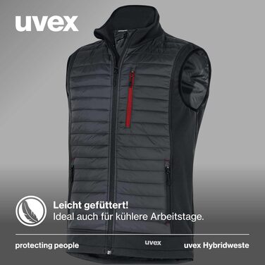 Чоловіча гібридна робоча жилетка Uvex tune-up, міцна повсякденна жилетка для роботи та відпочинку, чорно-червона, розмір M