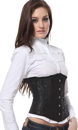 Корсет для жінок SZIVYSHI з мереживом та шнурівкою, чорний жаккард, розмір L