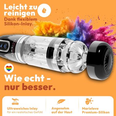 Електричний мастурбатор для чоловіків з реалістичним симулятором орального сексу, функцією насосу та вібрації, перезаряджуваний, з силікону