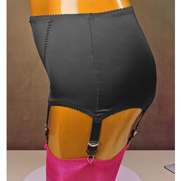 Жіночий корсетний пояс ZHEYDAHOU з 6 реміннів, сатиновий, для панчішних мереживних колготок (чорний, L)