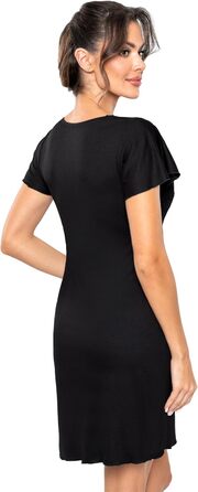 Selente Sweet Dreams: Елегантне коротке нічне вбрання/піжама для жінок (виготовлено в ЄС) з ніжним мереживом (44, короткий рукав, чорне мереживо)