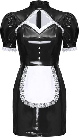 Сукня для прислуги з ПВХ Jhaoyu, чорна, бодікон, з рюшами, для косплею, карнавалу, розмір XXL