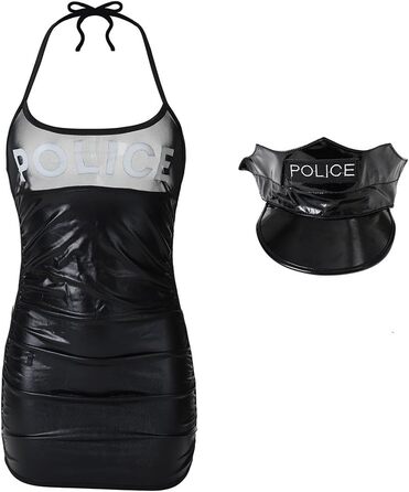 Костюм поліцейського EROMATE для жінок: сексуальний набір для Хелловін та косплей, чорний, універсальний розмір