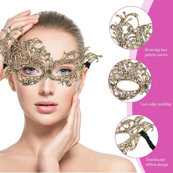 Маска для карнавалу та свят: 8 шт. мереживних масок для жінок (2 стилі: мереживо, фенікс)