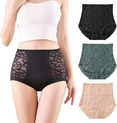 Шикарні жіночі труси-сліпи з високою талією, корсетний ефект, 3 шт. у наборі, BLKDOTS