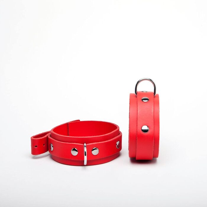 Наручники Dèmonia з червоної шкіри – готичний стиль, сексуальне бондідж BDSM – аксесуари для дорослих