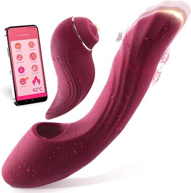 Вібратор для жінок 5-в-1 з керуванням через додаток, стимуляція G-точки та клітора, 7 режимів, нагрів до 42°C, комплект