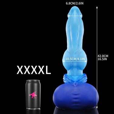 Nothosaur GRAEMEN: Дildo з силікону з присоскою, 24 см, синій (4XL, для чоловіків та жінок)