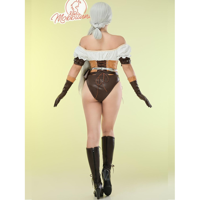 Костюм для косплею Mobbunny: сексуальний боді з поясом, рукавичками та сумкою, середньовічний стиль, Halloween, коричневий