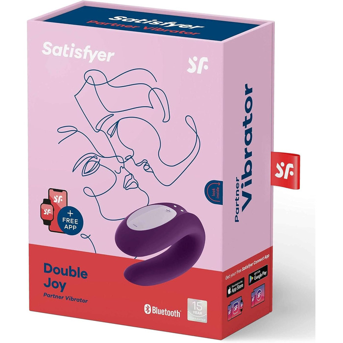 Satisfyer Double Joy Connect App - парний вібратор з керуванням через додаток | 9 см | Інтимні іграшки для пар | Сильні вібрації | Керування через додаток | Фіолетовий колір