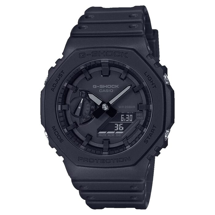 Чоловічий годинник G-Shock GA-2100 Carbon чорний, стійкий до ударів, смола — CA.GA-2100-1A1ER