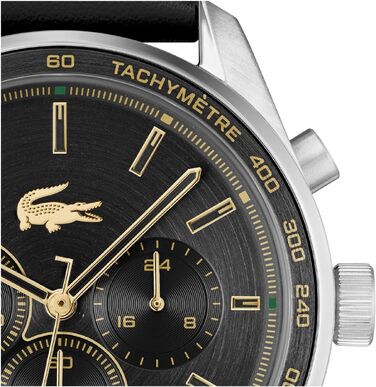 Чоловічий годинник Lacoste Chronograph Quartz колекції Boston зі шкіряним ремінцем (Black, Leather)