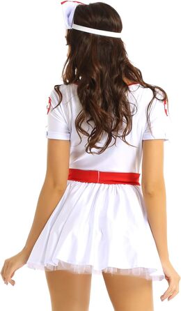 Костюм медсестри Freebily: сексуальний набір для косплею, карнавалу та Хелловіну. Білий комплект, babydoll, нічна сорочка, XXL