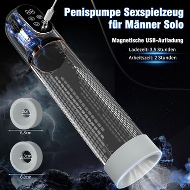 Пумпа для статевих органів HIVEFUN для чоловіків, секс-іграшка мастурбатор з 4 режимами всмоктування та 3 автоматичними режимами тренування, водонепроникна IPX7, сірий колір