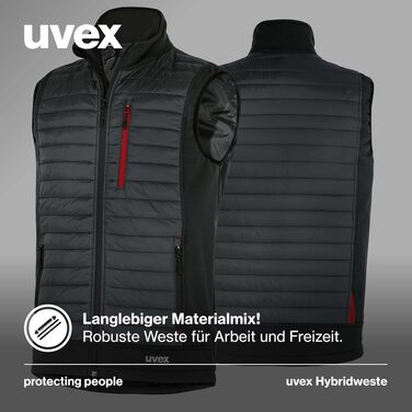 Чоловіча гібридна робоча жилетка Uvex tune-up, міцна повсякденна жилетка для роботи та відпочинку, чорно-червона, розмір M