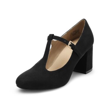 Жіночі туфлі Mary Jane з Т-подібним ремінцем DREAM PAIRS, класичні весільні підбори, чорні, розмір 41 EU