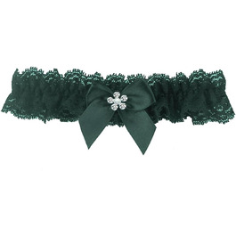 Стрічка на ногу мереживна LeJulyeekay для нареченої, весілля, темно-зелена