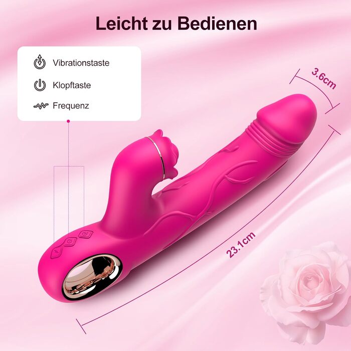 Вібратор для жінок Rabbit з кліторальною стимуляцією, Dildo, стимулятор G-точки, 10 вібраційних режимів, анальний вібратор, іграшка для дорослих, для пар (рожевий)