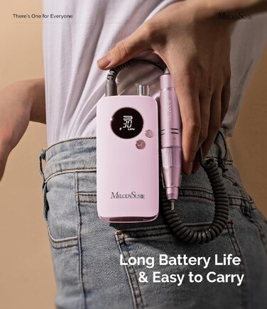 Професійний портативний апарат для манікюру MelodySusie SC320F, бездротовий електричний нігтьовий фрезер 30000 об/хв для нарощених нігтів, гель-лаку та педикюру (Рожевий)