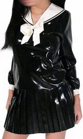 Костюм шкільної форми з латексу YZPNBW: міні-спідниця, ролеві ігри, чорно-білий комплект для дорослих