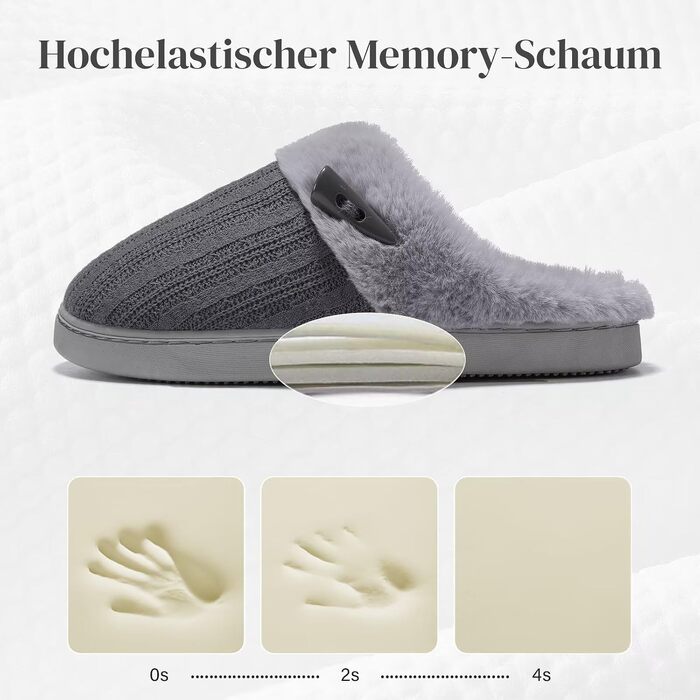 Жіночі зимові капці NineCiFun з плюшу та ефектом пам'яті (Memory Foam), протиковзкі, темно-сірі, розмір 38/39 EU