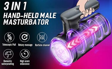 Електричний мастурбатор JFRong з 10 телескопічними режимами для чоловіків. Автоматичний мастурбатор з 3D вагіною, стимулятором сім'яника. Інтимні іграшки для чоловіків