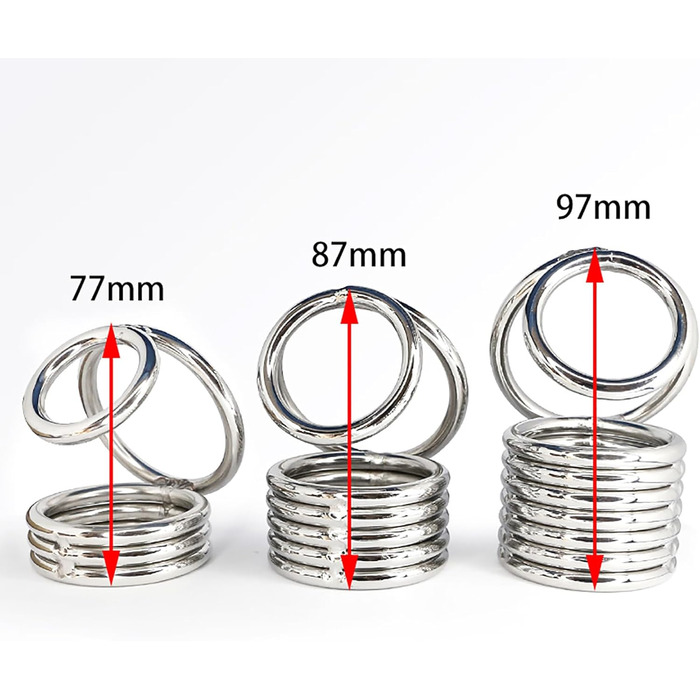 Пеніс-рінг з металу, ходентейлер, стример для яєчок, розтягувач яєчок, стример для яєчок, пристрій для яєчок, вага для яєчок, пристрій для стиснення яєчок, екстремальні сексуальні іграшки для чоловіків, срібло/7 кілець, XL, XL, срібло/7 кілець