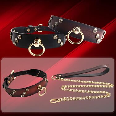 Шкіряне намисто з кільцем O SM, регульоване, для жінок, фетіш, сексуальна іграшка, обмежувач з повідком, ланцюги, дорослі, BDSM, флірт, бондж, шкіряне намисто для пар, жінок, чоловіків (колір: коричневий)