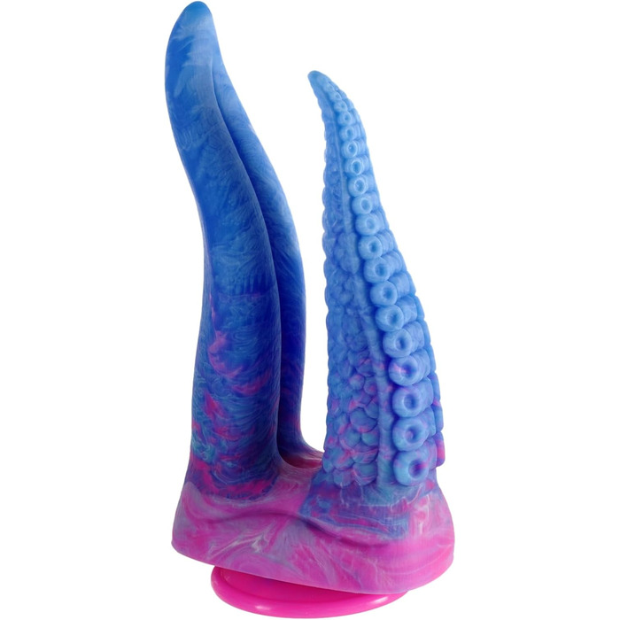 Анальний стимулятор з щупальцями Shkanla 27.5cm - реалістичний гігантський дилда з присосками, силікон, для дорослих (синій, рожевий)